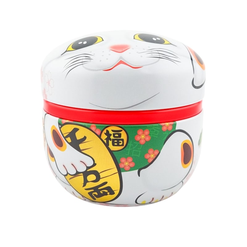 Teedose Metall Maneki Neko Weiß