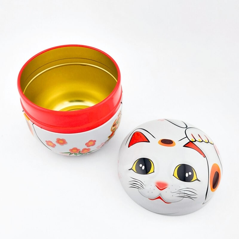 Teedose Metall Maneki Neko Weiß