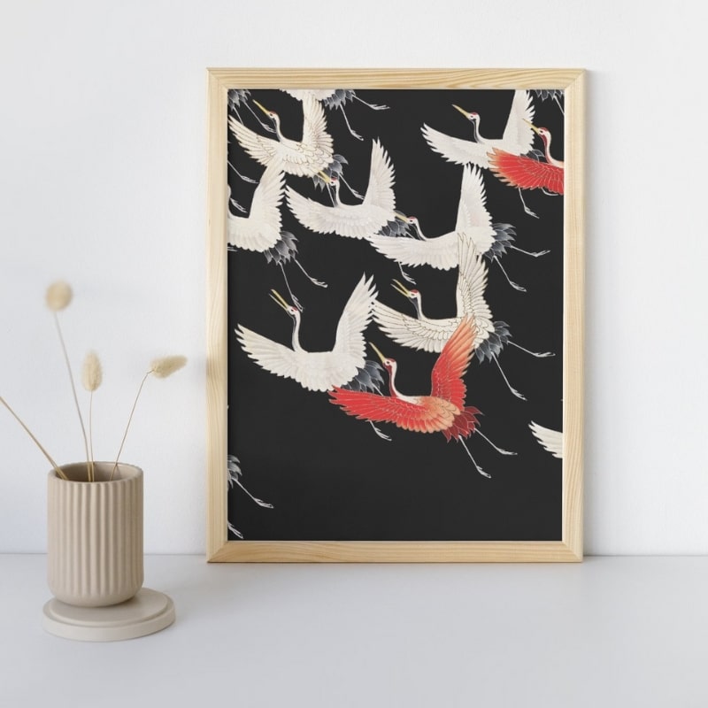 Japanische Wandbilder - Kranichflug