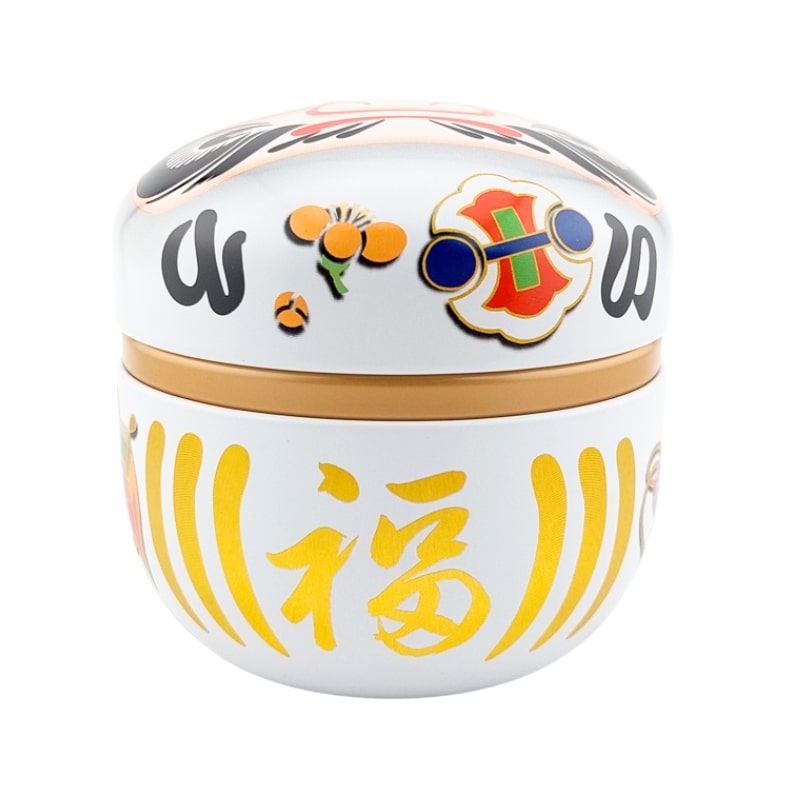 Daruma Metall-Teedose Weiß