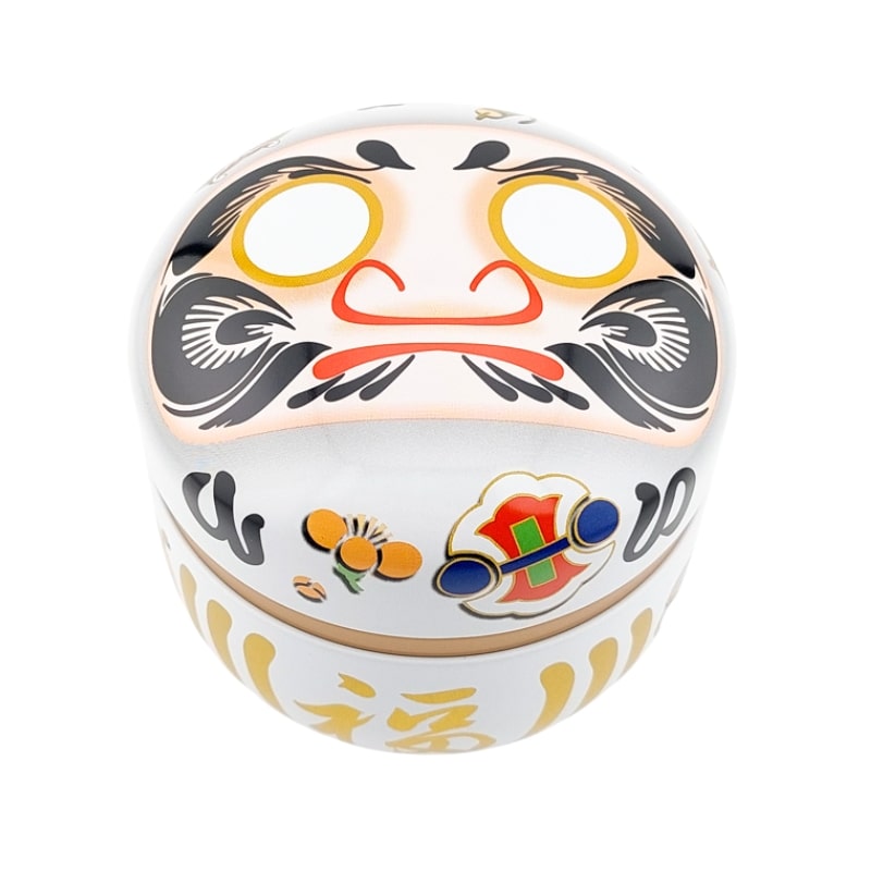 Daruma Metall-Teedose Weiß
