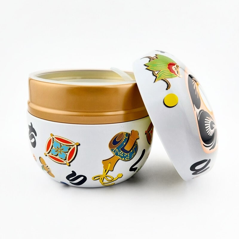 Daruma Metall-Teedose Weiß
