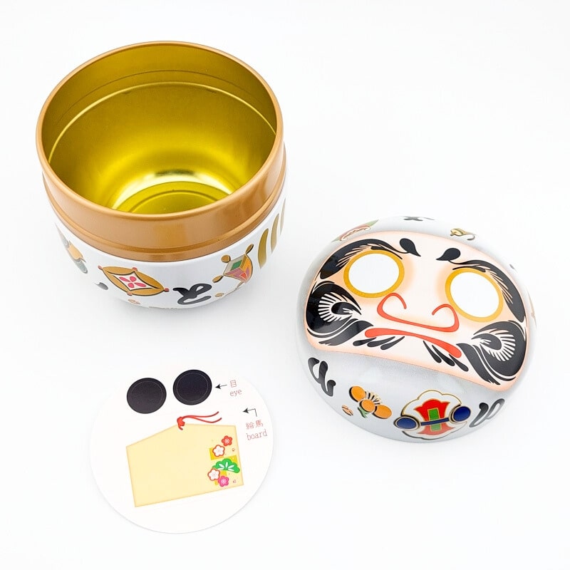 Daruma Metall-Teedose Weiß