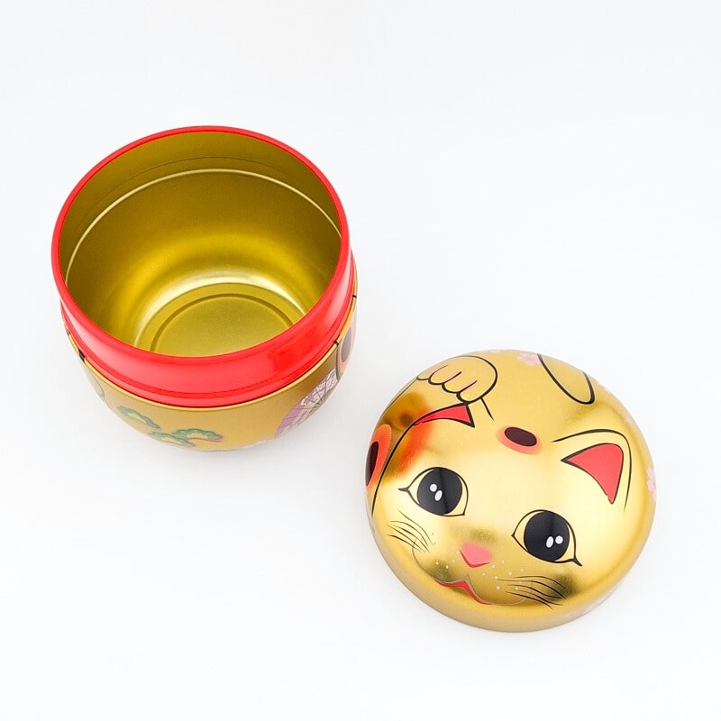 Teedose Metall Maneki Neko Gold