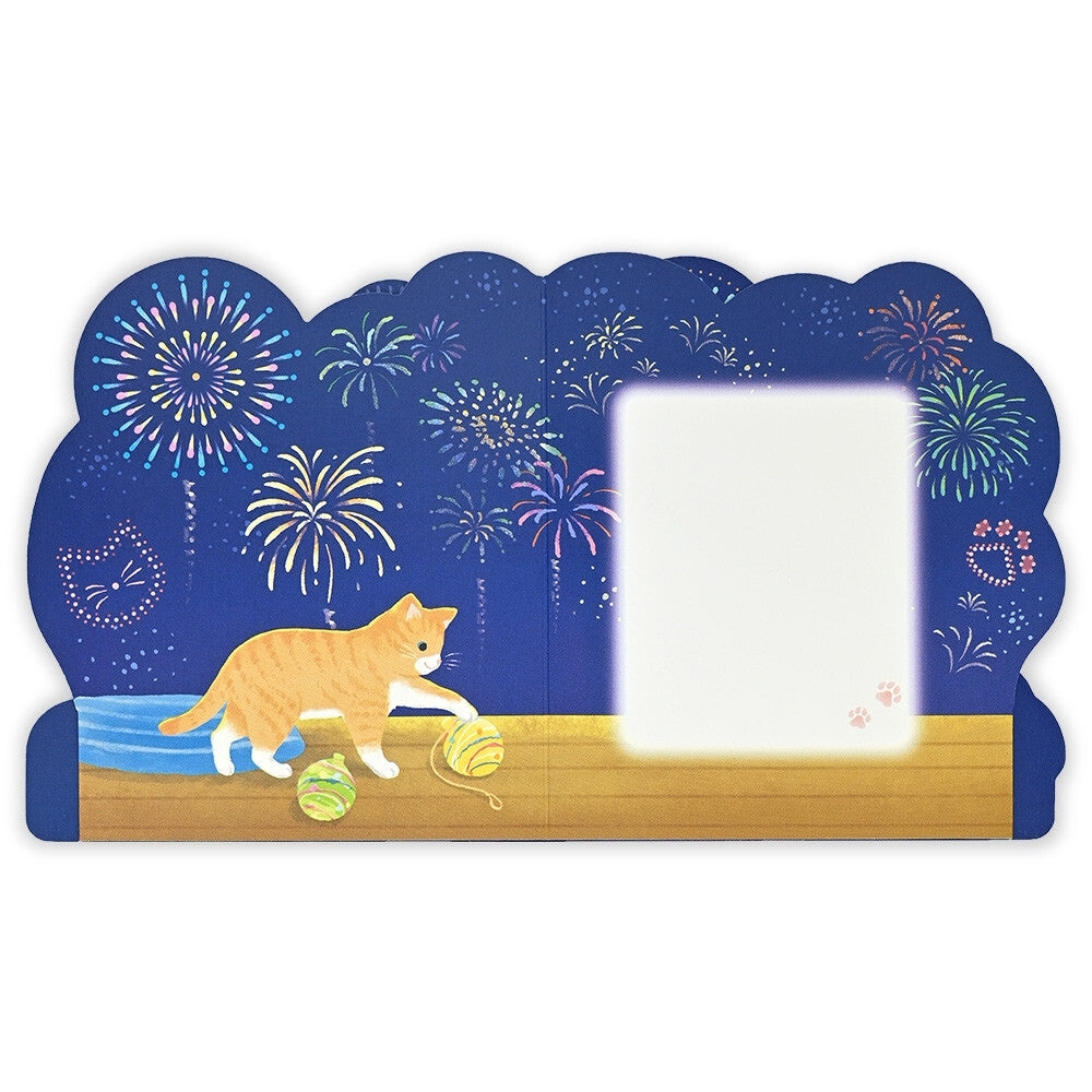 3D-Karte - Katzen & Japanisches Feuerwerk