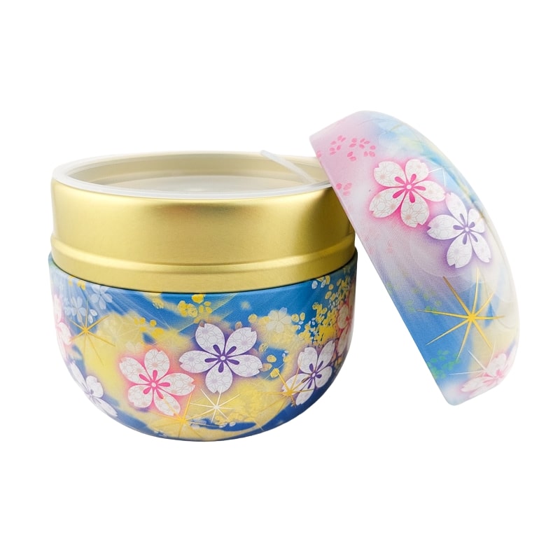 Teedose Metall Blume Blau