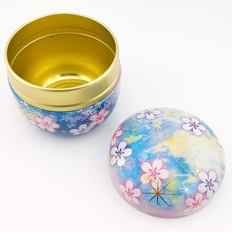 Teedose Metall Blume Blau