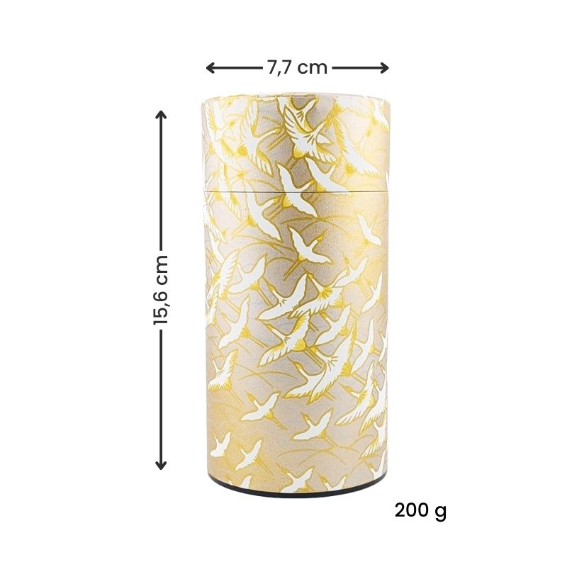 Japanische Teedose - Washi Kranich Gold
