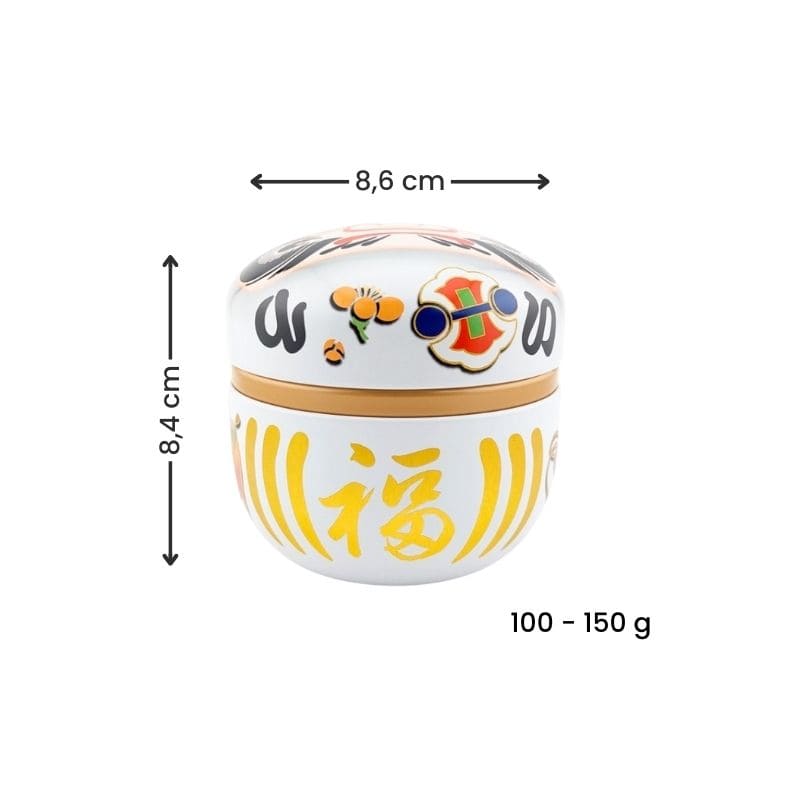 Daruma Metall-Teedose Weiß