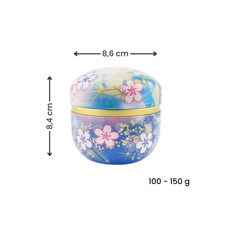 Teedose Metall Blume Blau