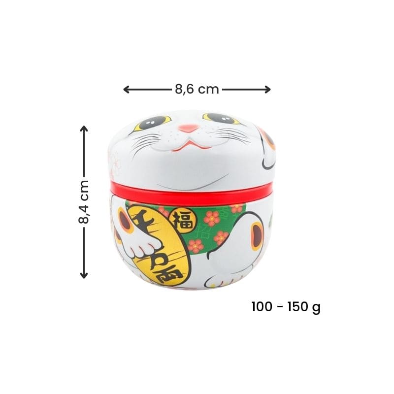 Teedose Metall Maneki Neko Weiß