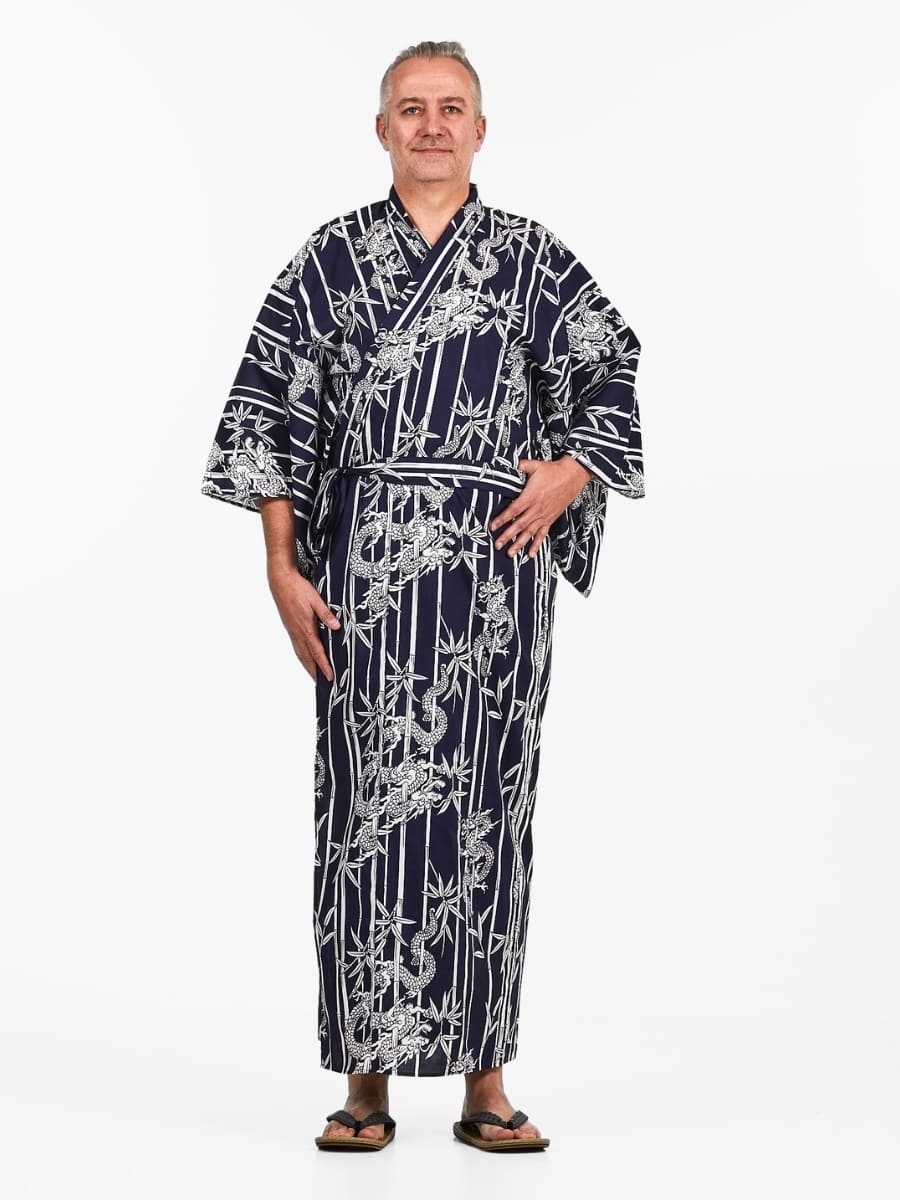 Yukata Kimono Herren - Bambus & Drachen