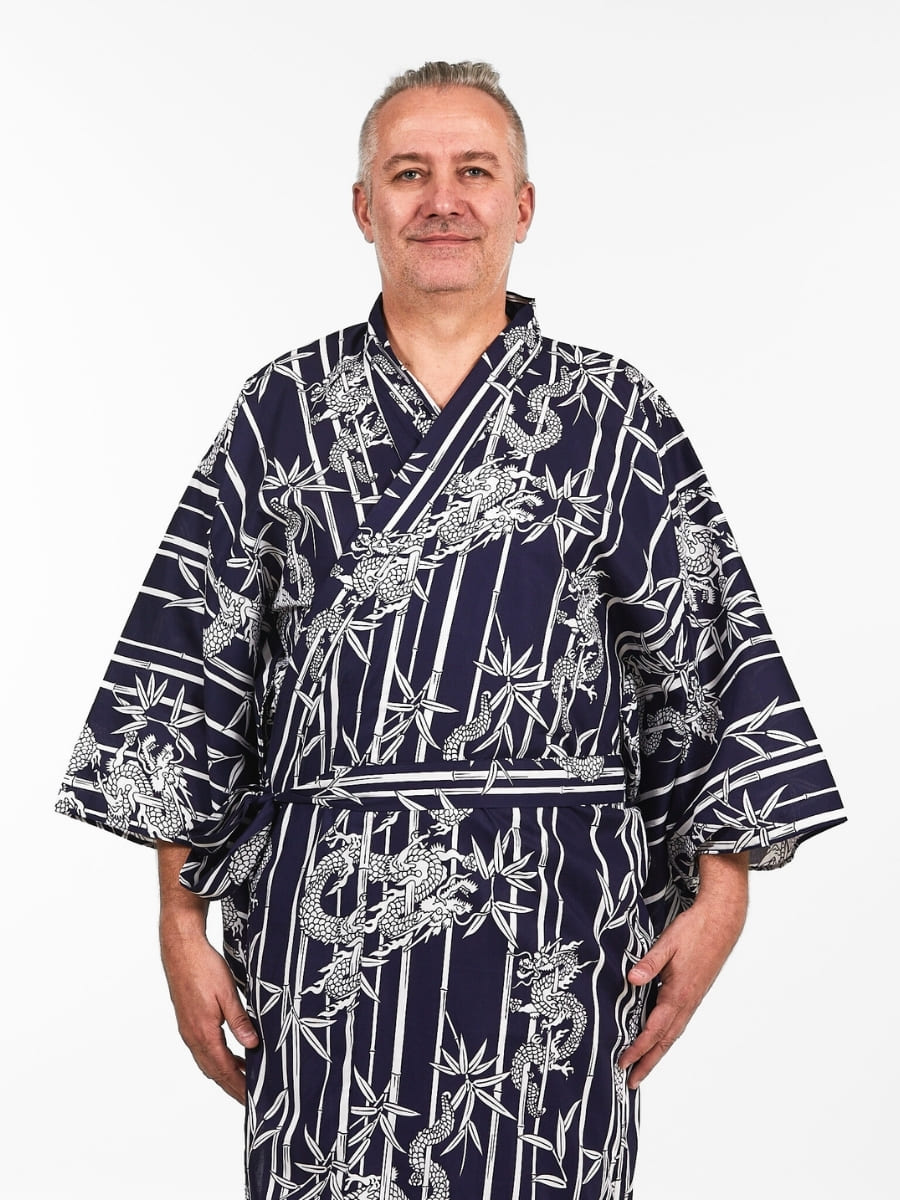 Yukata Kimono Herren - Bambus & Drachen