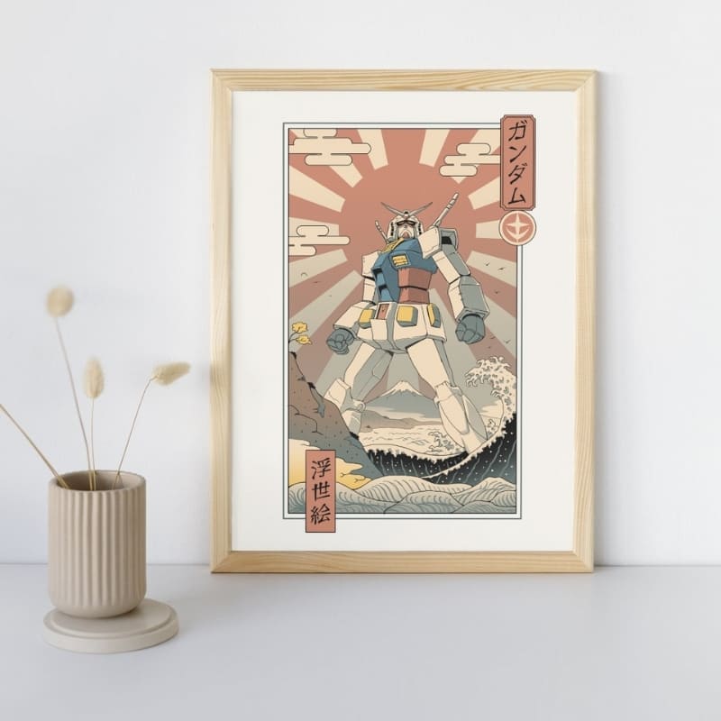 Affiche Japonaise Ukiyo-e Mécha & Fuji - A3