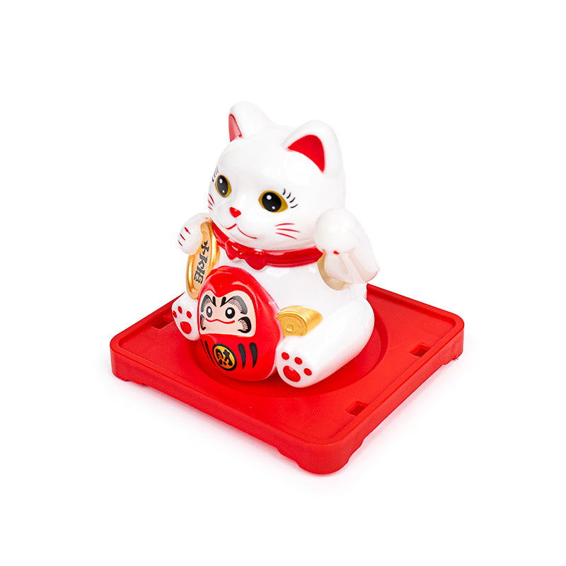 Bewegliche Maneki Neko Katze mit Solarenergie - Daruma