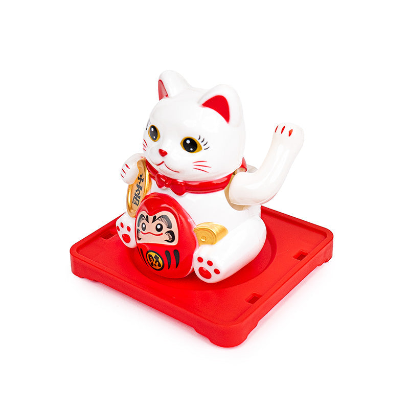 Bewegliche Maneki Neko Katze mit Solarenergie - Daruma