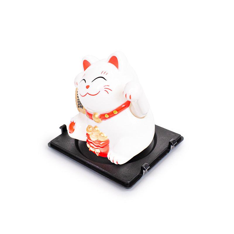 Bewegliche Maneki Neko Katze mit Solarenergie - Glück