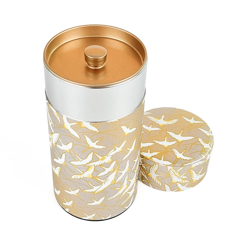 Japanische Teedose Washi Kranich Gold