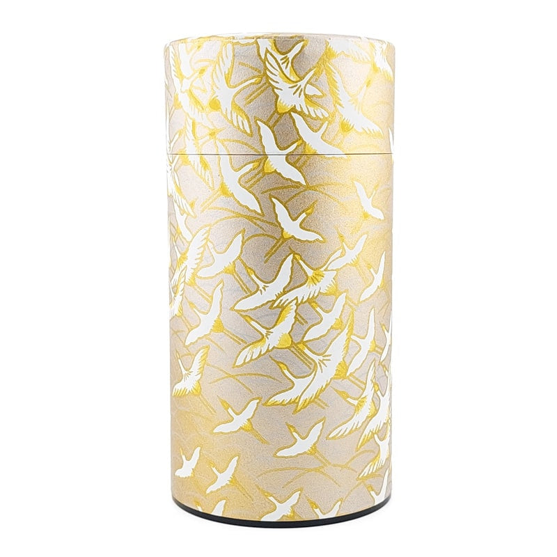 Japanische Teedose Washi Kranich Gold