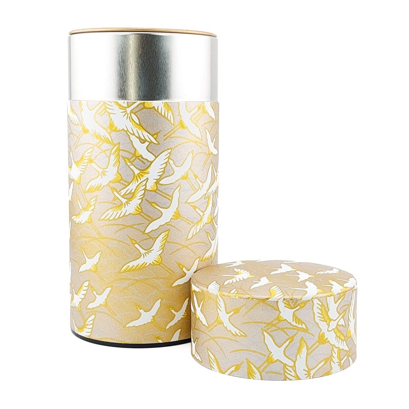 Japanische Teedose Washi Kranich Gold
