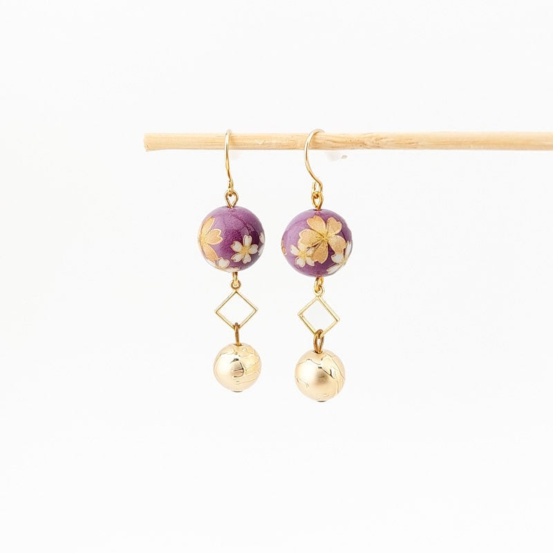 Japanische Ohrringe Cherry Violet