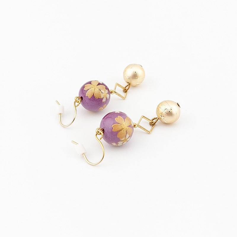 Japanische Ohrringe Cherry Violet