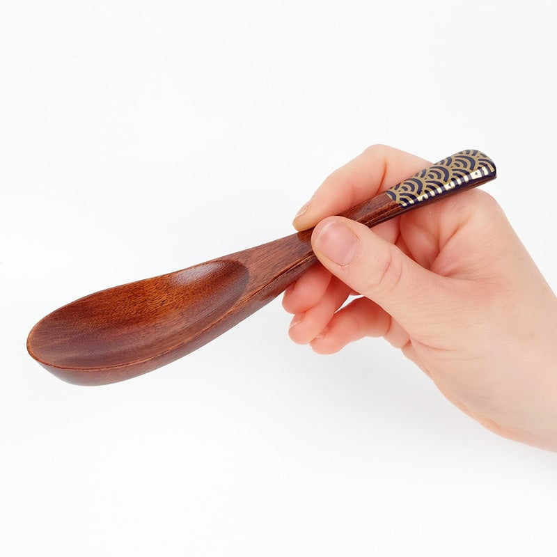 Japanischer Suppenlöffel Holz - Blau