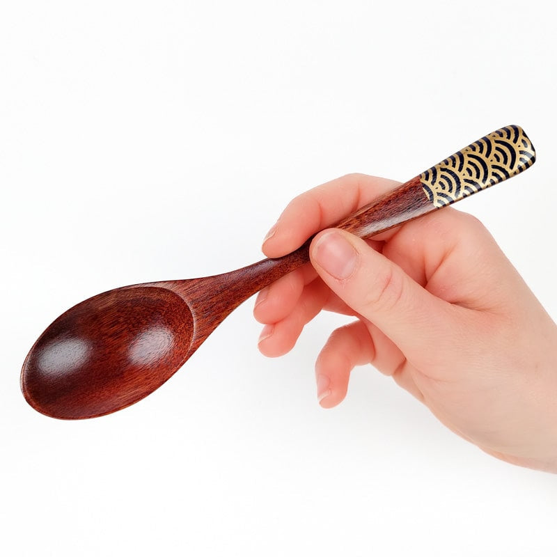 Japanischer Holzlöffel Seigaiha - Blau