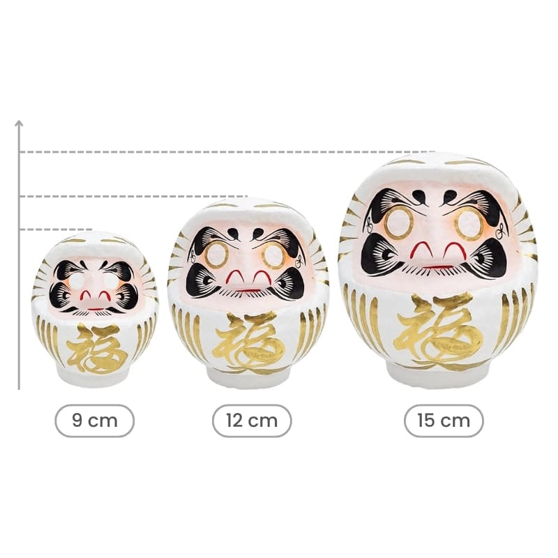 Daruma Japonais Blanc - 9 à 15 cm