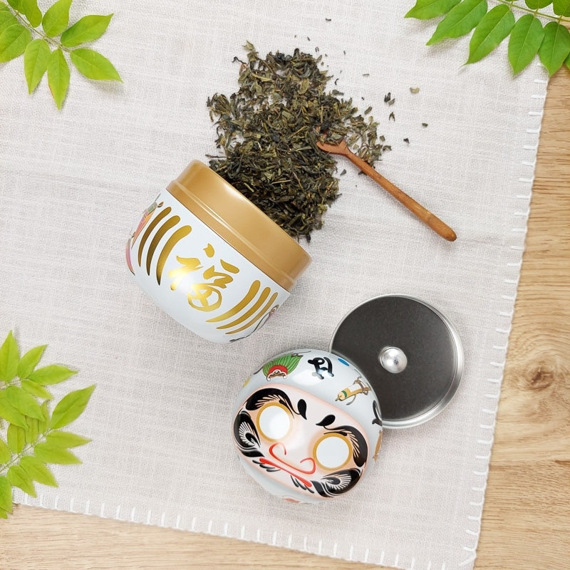 Daruma Metall-Teedose Weiß