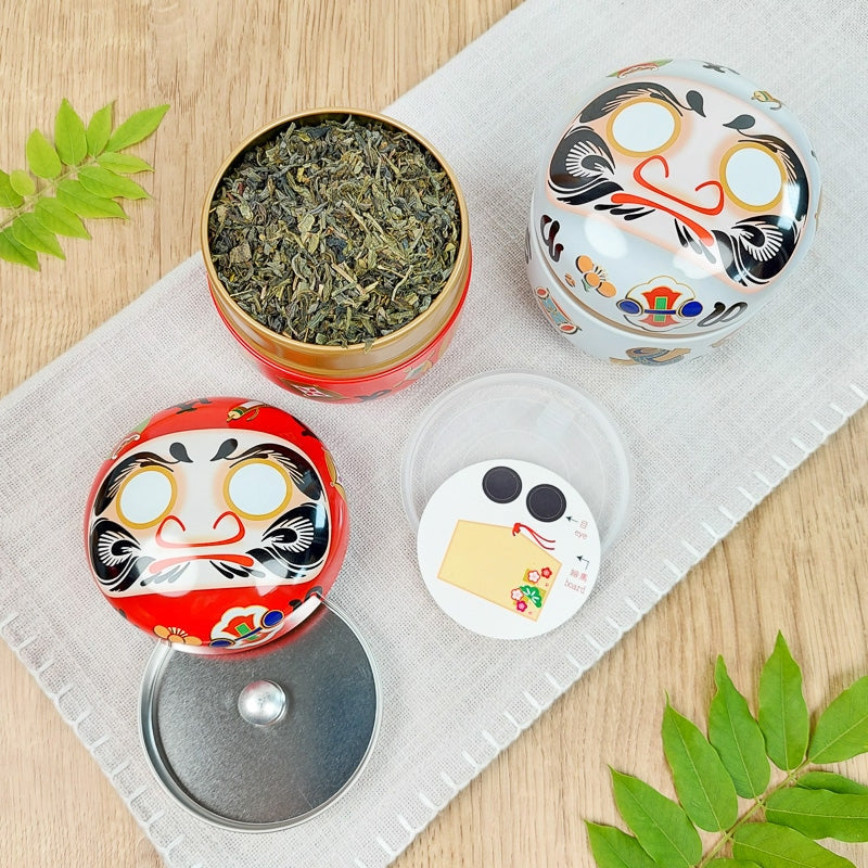 Daruma Metall-Teedose Weiß