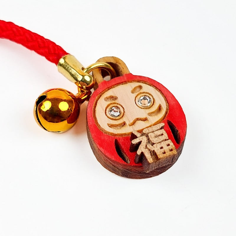 Daruma Schlüsselanhänger Holz