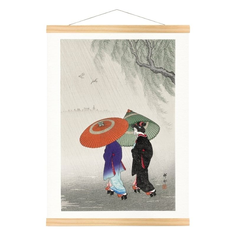 Japanischer Druck Zwei Frauen im Regen - A3