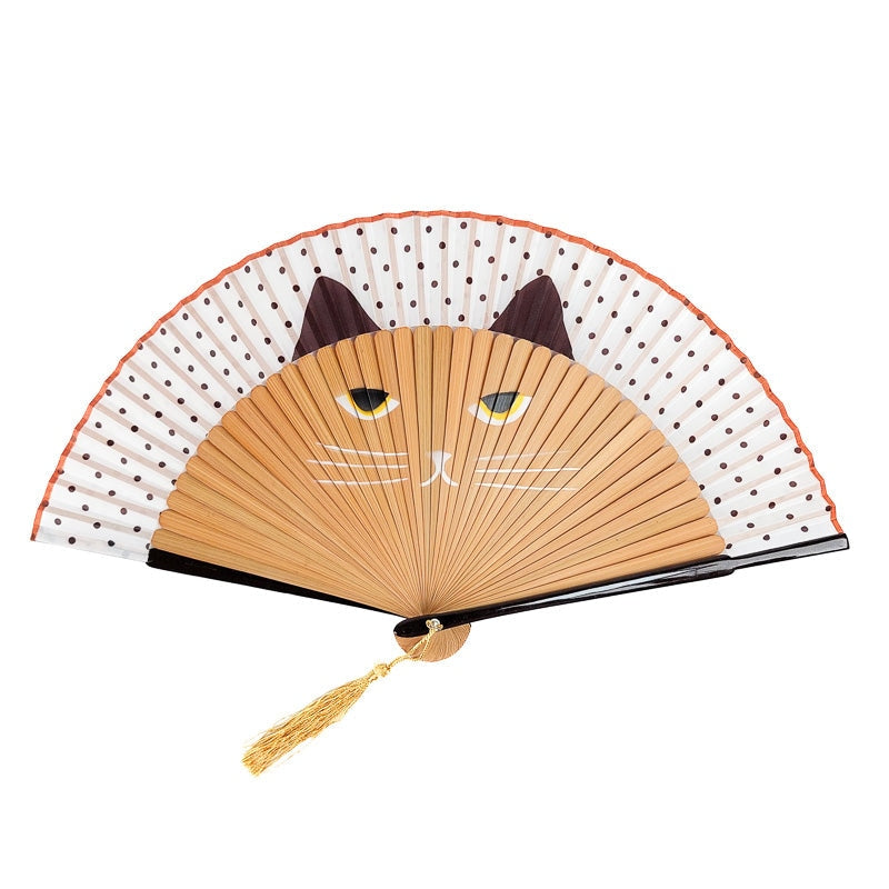Fächer Aus Japan - Katze Beige