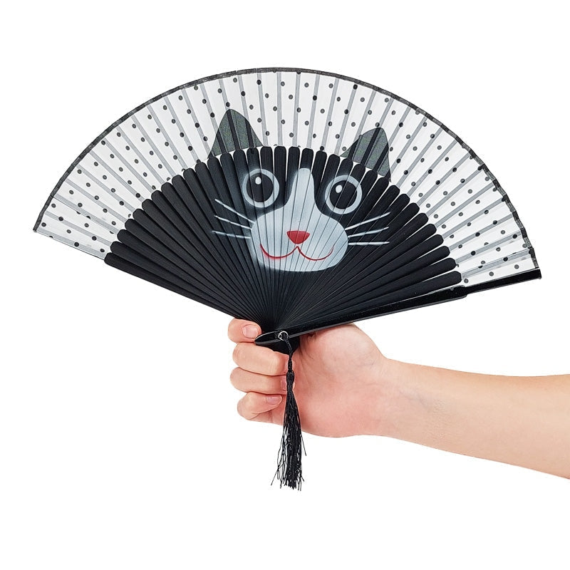 Fächer Schwarz - Katze Kawaii