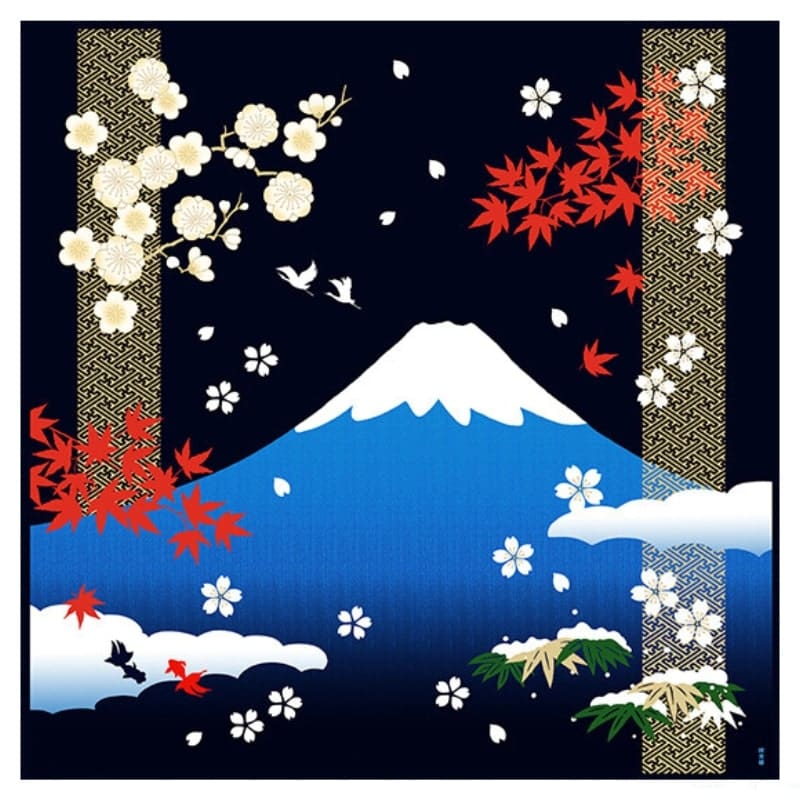 Furoshiki Japonais Quatre Saisons - 90x90 cm - 90cm x 90cm