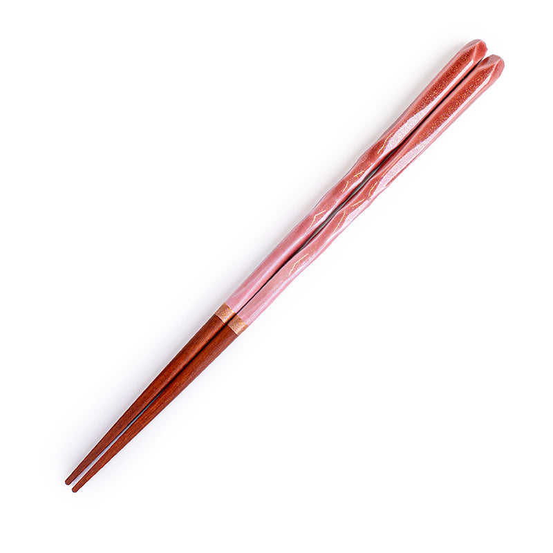 Gewellte japanische Essstäbchen in Glitzerrosa