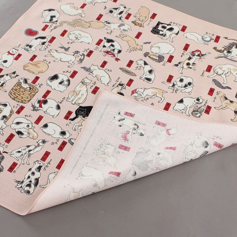 Großes Furoshiki Japanische Katzen - 70x70 cm