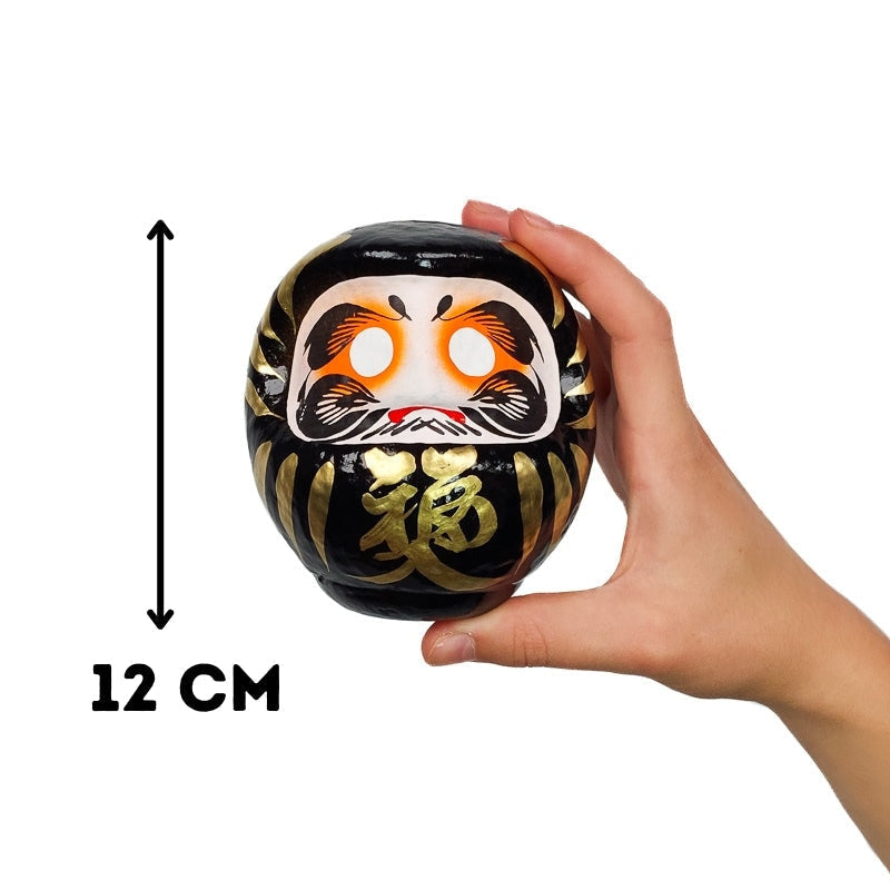Groß Daruma Japan - Schwarz 12 cm
