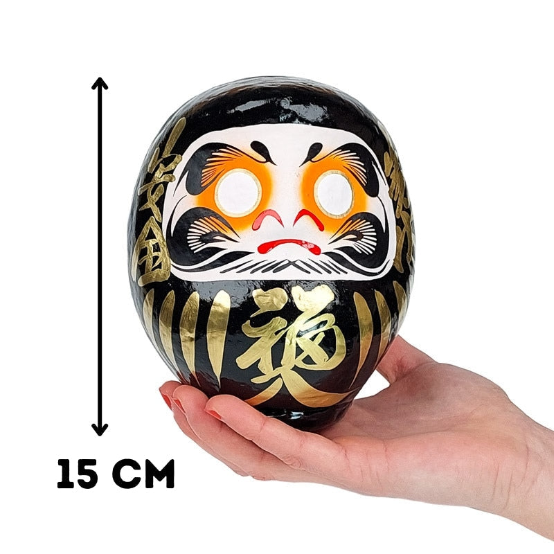 Groß Daruma Japan - Schwarz 15 cm
