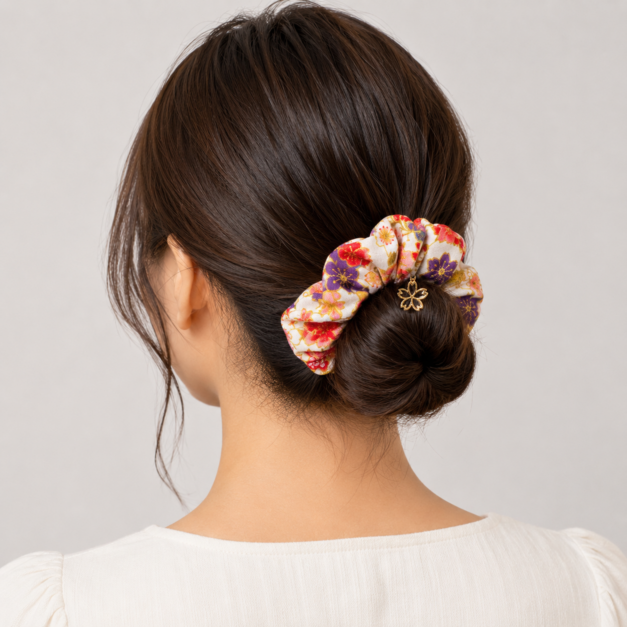 Haargummi Scrunchie Japanisch Weiß