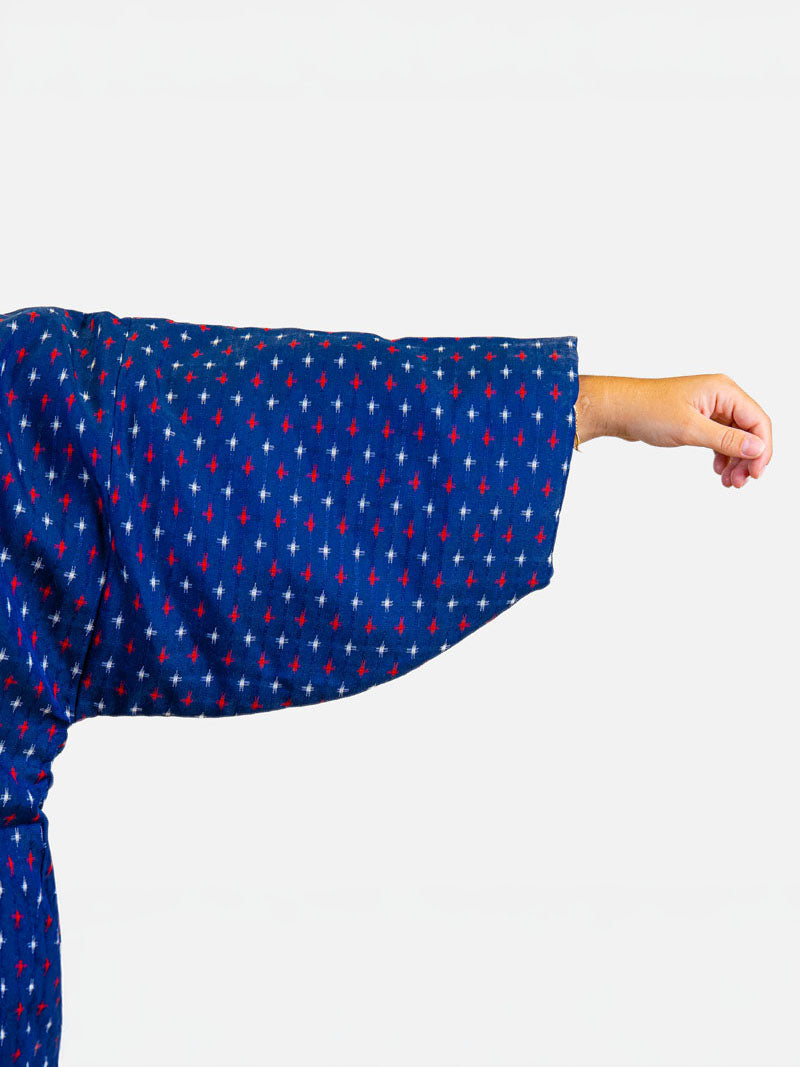 Hanten-Jacke Damen – Blaue Kasuri