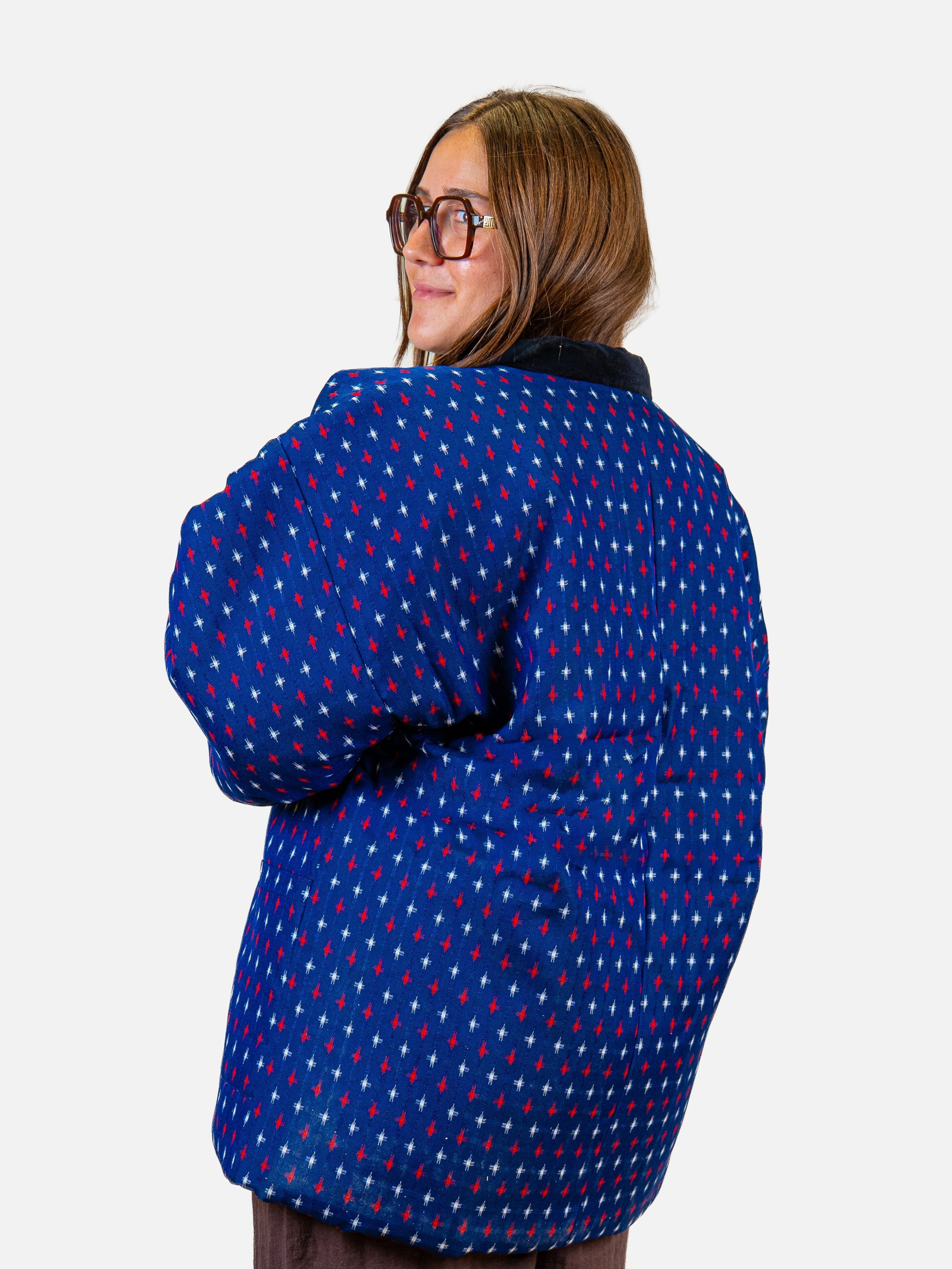 Hanten-Jacke Damen – Blaue Kasuri