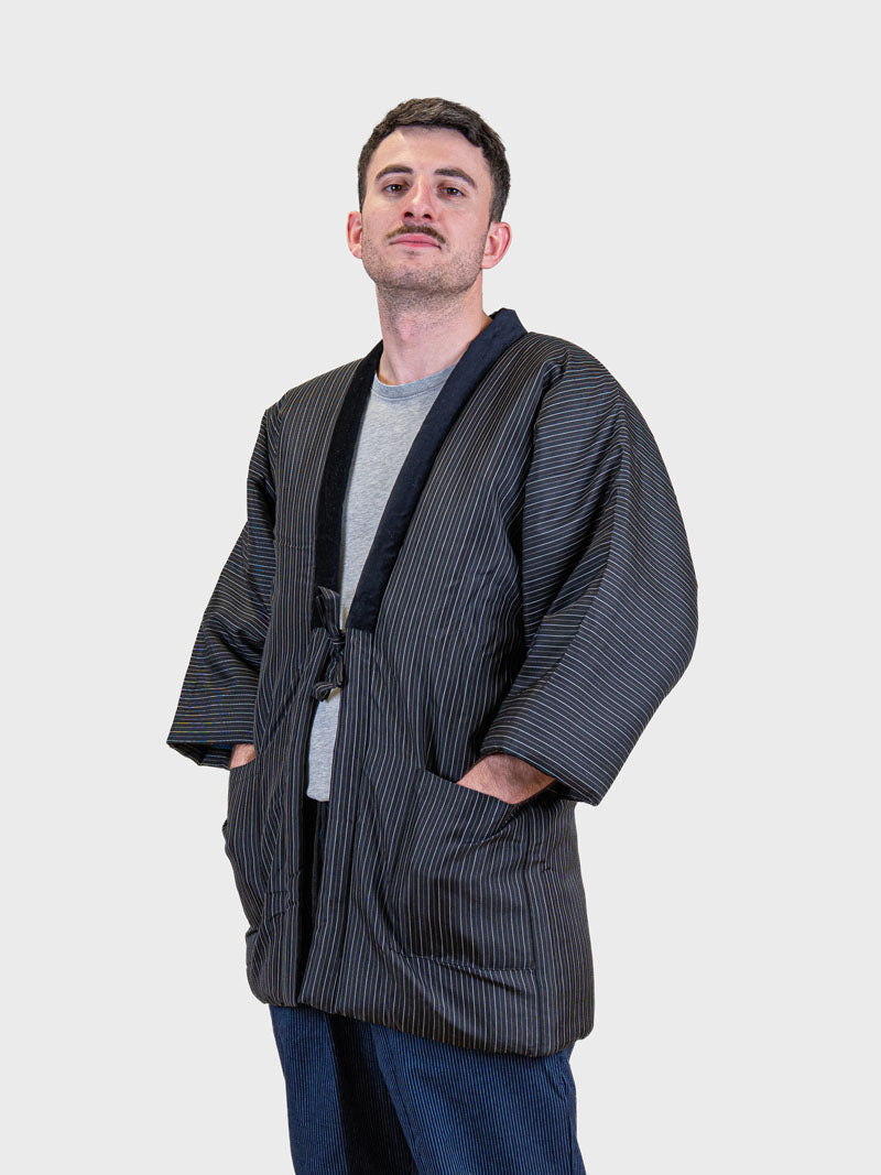 Hanten-Jacke Herren – Schwarze Tatejima-Streifen