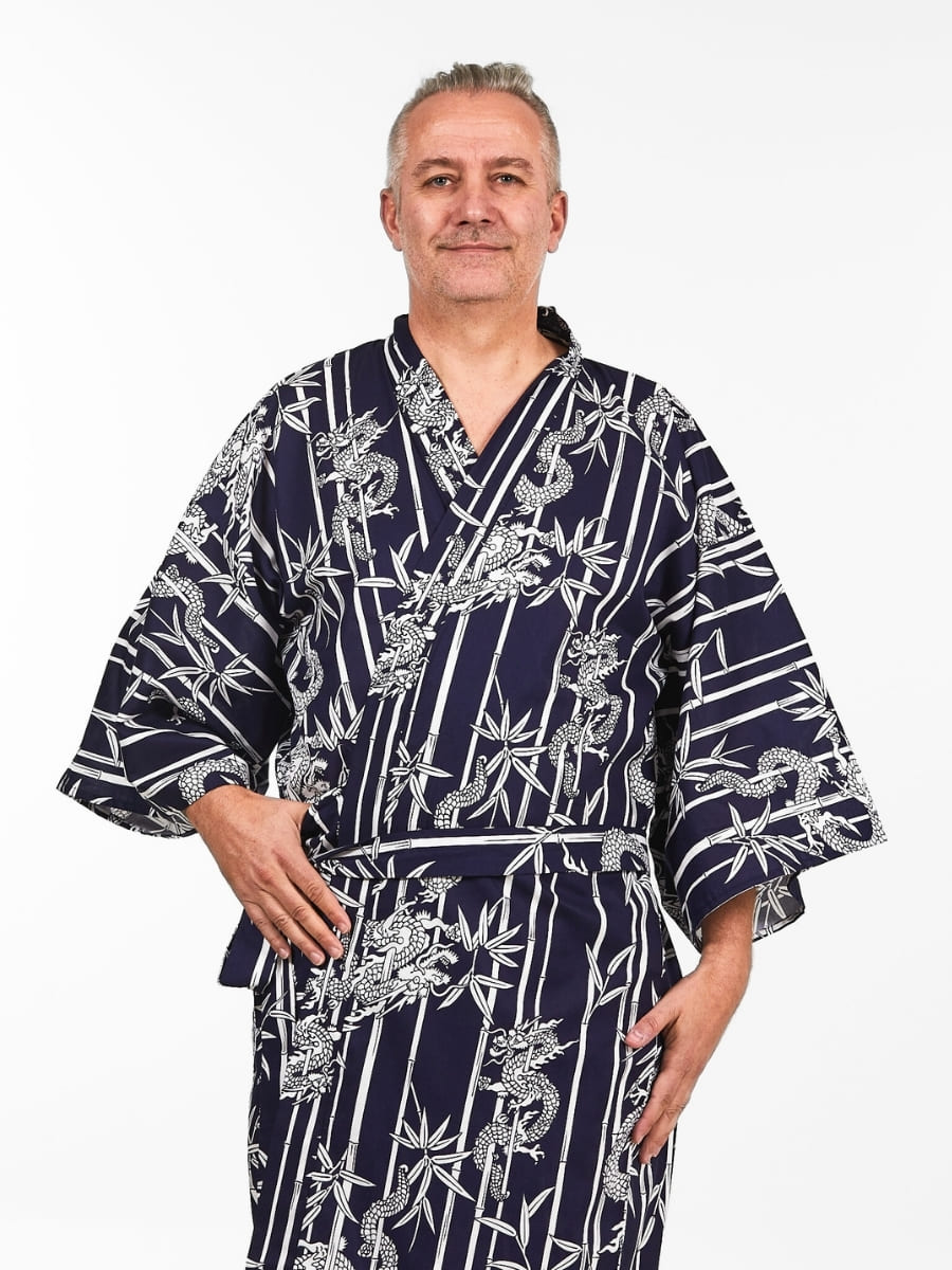 Happi Kimono Herren - Bambus und Drache Einheitsgröße