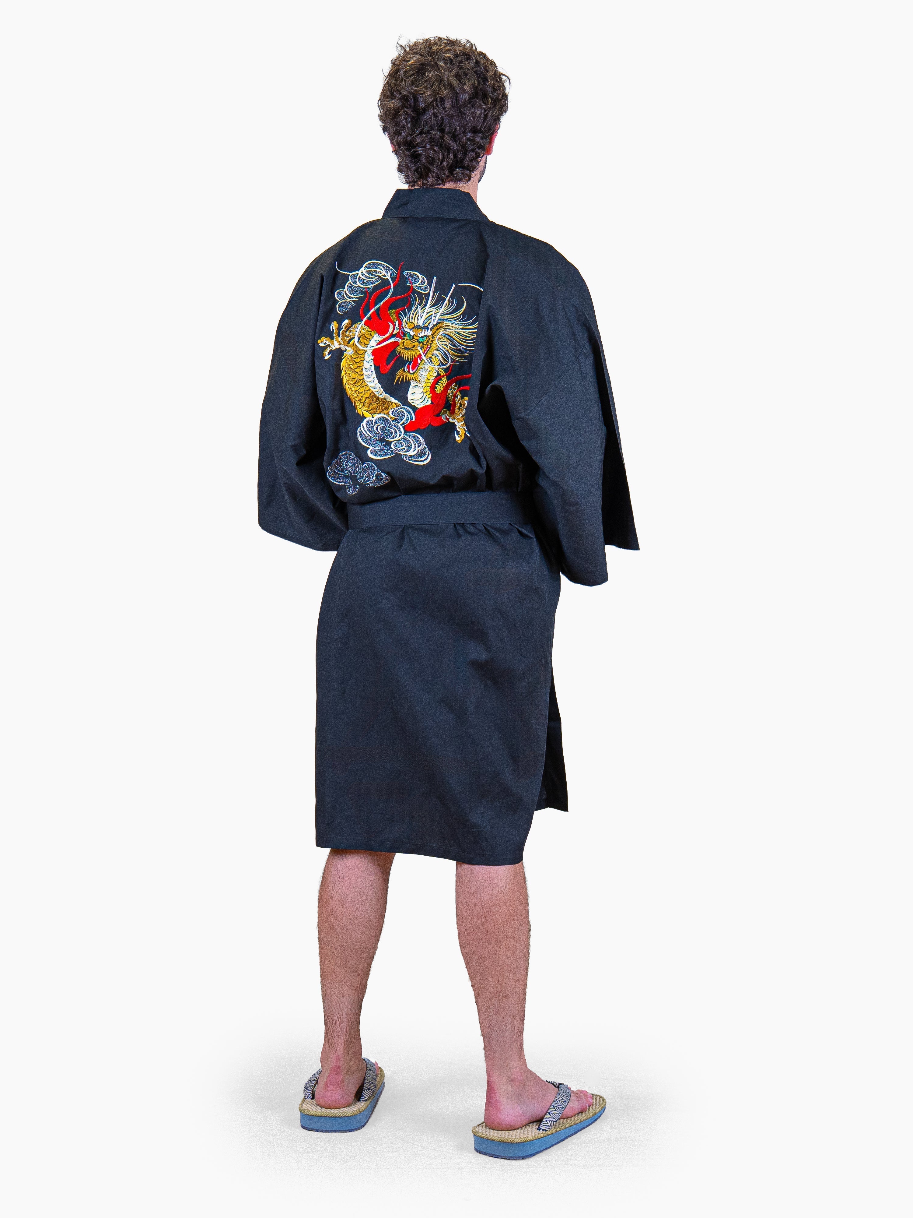 Happi-Kimono Herren Oversize – Drachenstickerei