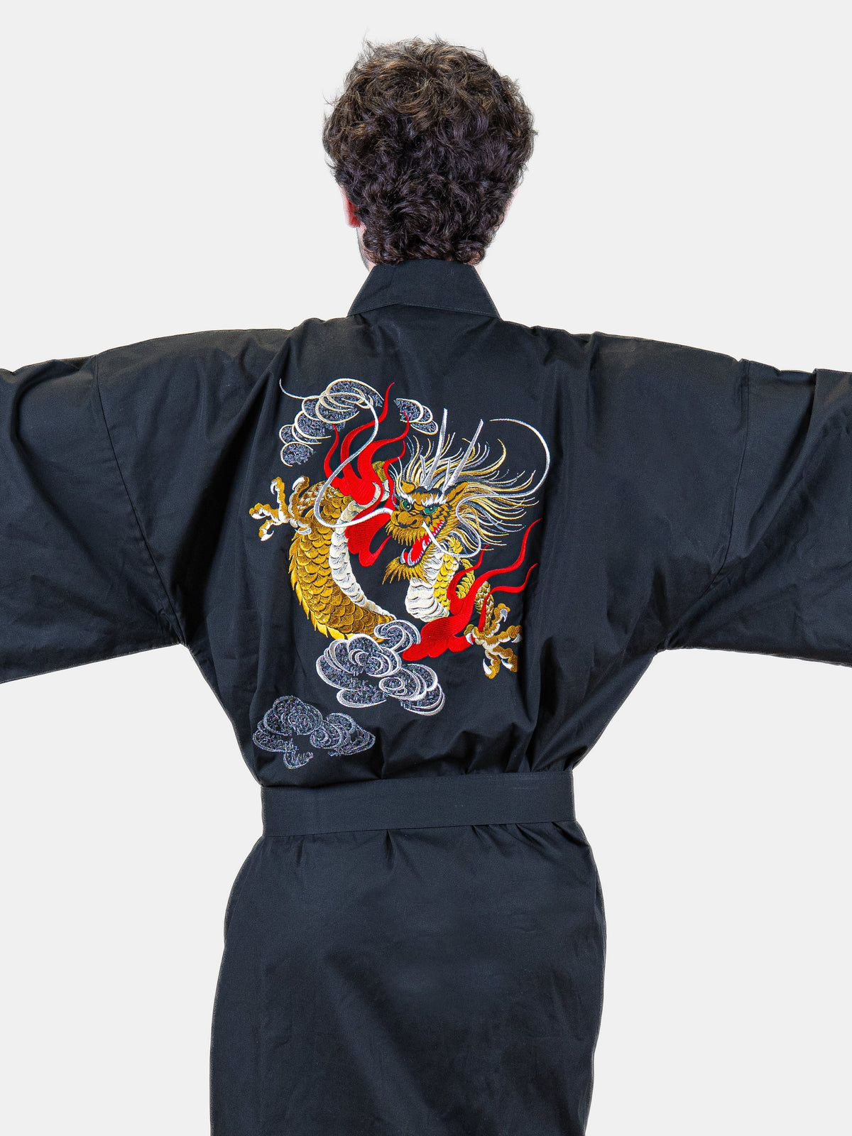 Happi-Kimono Herren Oversize – Gold-Roter Drache