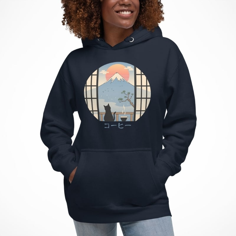 Japan Hoodie - Katze & Mount Fuji