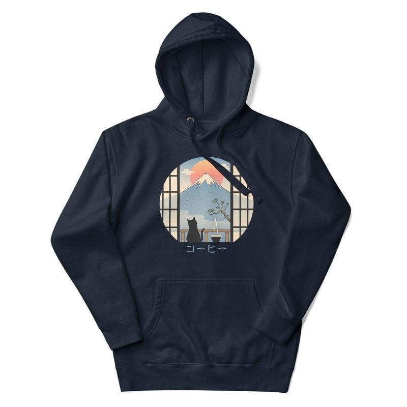 Japan Hoodie - Katze & Mount Fuji S