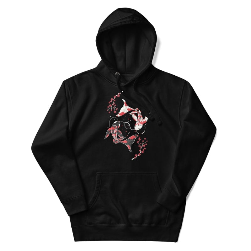 Japan Hoodie - Sakura Koi S / Schwarz